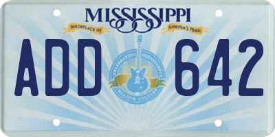MS license plate ADD642