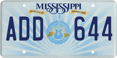 MS license plate ADD644