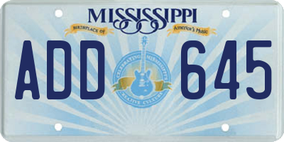 MS license plate ADD645