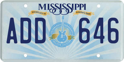 MS license plate ADD646