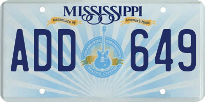 MS license plate ADD649