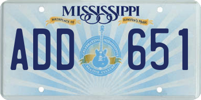 MS license plate ADD651