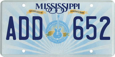 MS license plate ADD652