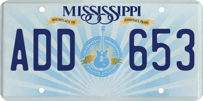 MS license plate ADD653