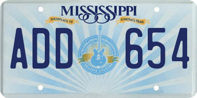 MS license plate ADD654