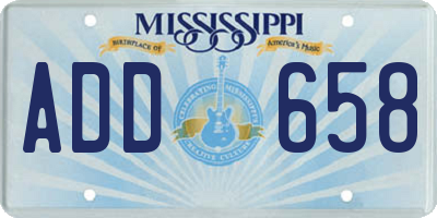MS license plate ADD658