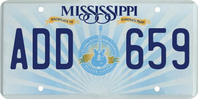 MS license plate ADD659