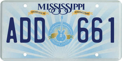 MS license plate ADD661