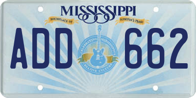 MS license plate ADD662