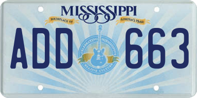 MS license plate ADD663