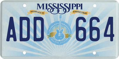 MS license plate ADD664