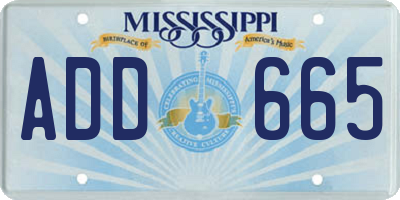 MS license plate ADD665