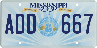 MS license plate ADD667