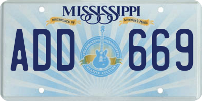 MS license plate ADD669