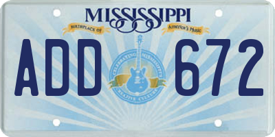 MS license plate ADD672