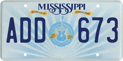 MS license plate ADD673