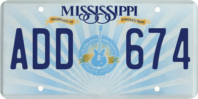 MS license plate ADD674