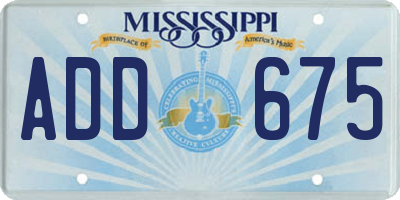 MS license plate ADD675