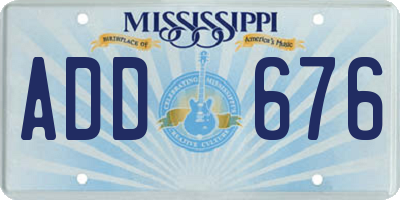 MS license plate ADD676