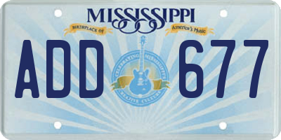 MS license plate ADD677