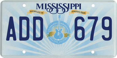 MS license plate ADD679