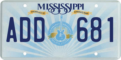 MS license plate ADD681
