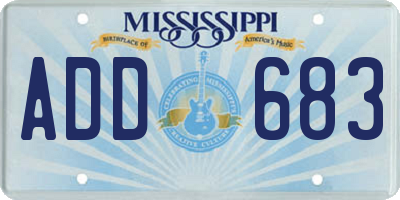 MS license plate ADD683