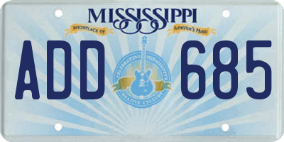 MS license plate ADD685