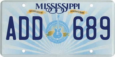 MS license plate ADD689