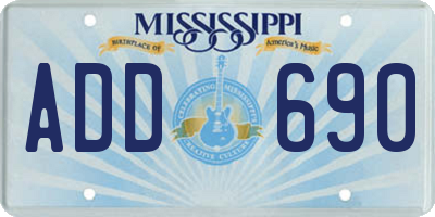 MS license plate ADD690