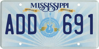 MS license plate ADD691