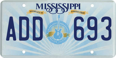 MS license plate ADD693