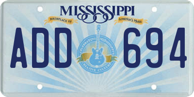 MS license plate ADD694