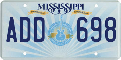 MS license plate ADD698