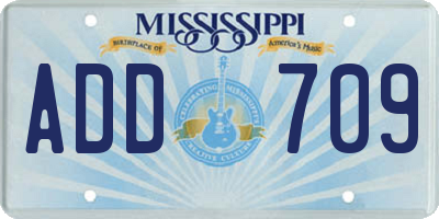 MS license plate ADD709