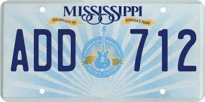 MS license plate ADD712