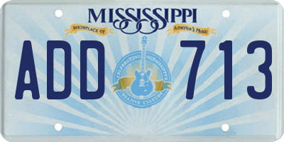 MS license plate ADD713
