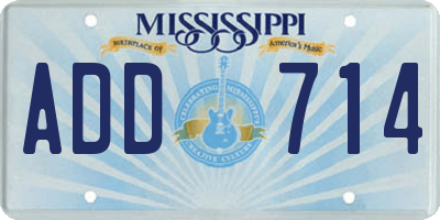 MS license plate ADD714