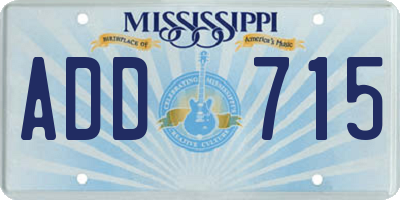 MS license plate ADD715