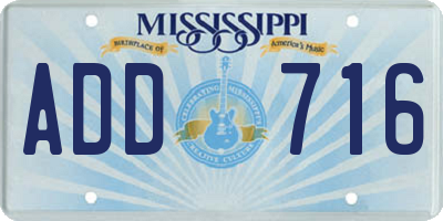 MS license plate ADD716