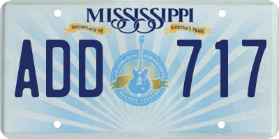 MS license plate ADD717