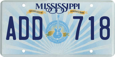 MS license plate ADD718