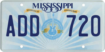 MS license plate ADD720