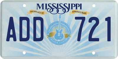 MS license plate ADD721