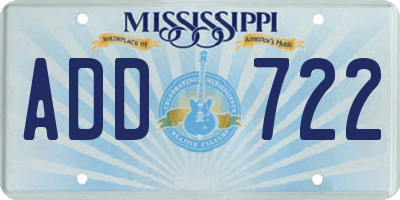 MS license plate ADD722