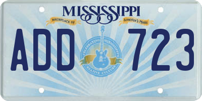 MS license plate ADD723