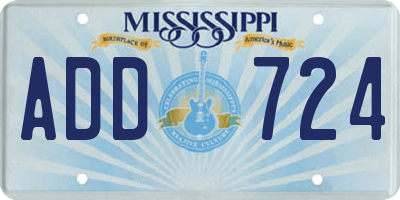 MS license plate ADD724