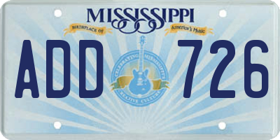 MS license plate ADD726