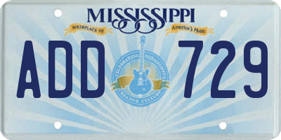MS license plate ADD729