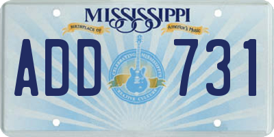 MS license plate ADD731